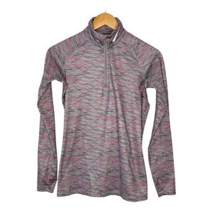 Nike Pro Combat 1/4‎ Zip Top Long Sleeve Athletic Gray Pink Women Size Small
